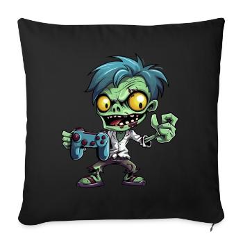 Mignon Zombie Joueur Gaming Zombie Lover - Coussin et housse de 45 x 45 cm - noir - Devant