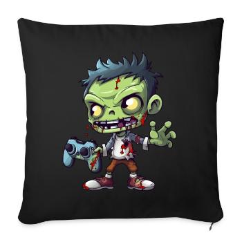 Mignon Zombie Joueur Gaming Zombie Lover - Coussin et housse de 45 x 45 cm - noir - Devant