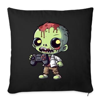 Mignon Zombie Joueur Gaming Zombie Lover - Coussin et housse de 45 x 45 cm - noir - Devant