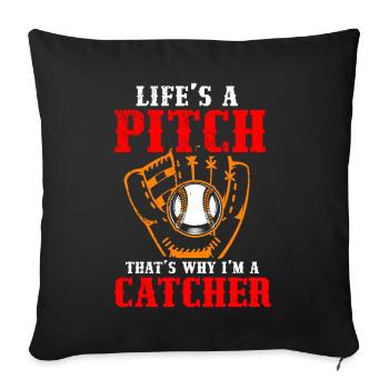 Catcher Softball Lover Bat Ball - Sofa pillow with filling 45cm x 45cm - black - Front