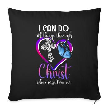 I Can Do All Things Through Christ Butterfly - Sofa pillow with filling 45cm x 45cm - black - Front