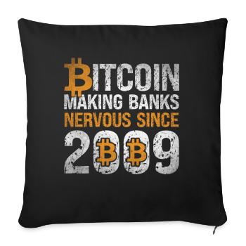 Bitcoin Crypto-monnaie Argent BTC Crypto Coin - Coussin et housse de 45 x 45 cm - noir - Devant