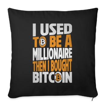 Bitcoin Crypto-monnaie Argent BTC Crypto Coin - Coussin et housse de 45 x 45 cm - noir - Devant
