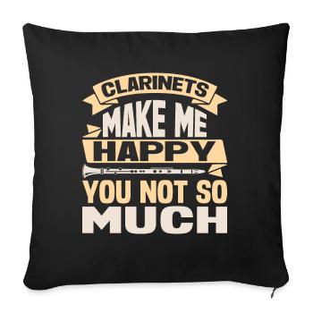 Clarinettiste Clarinette Jouant de la basse - Coussin et housse de 45 x 45 cm - noir - Devant