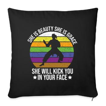 Karate Girl Martial Arts Women Karate Kick - Sofakissen mit Füllung 45 x 45 cm - Schwarz - Vorne