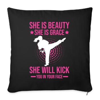 Karate Girl Martial Arts Women Karate Kick - Sofakissen mit Füllung 45 x 45 cm - Schwarz - Vorne