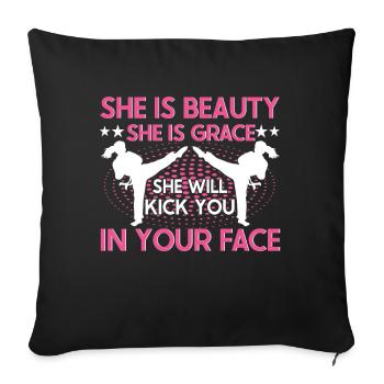 Karate Girl Martial Arts Women Karate Kick - Sofakissen mit Füllung 45 x 45 cm - Schwarz - Vorne