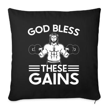 Jesus Christian Gym Workout - Sofa pillow with filling 45cm x 45cm - black - Front