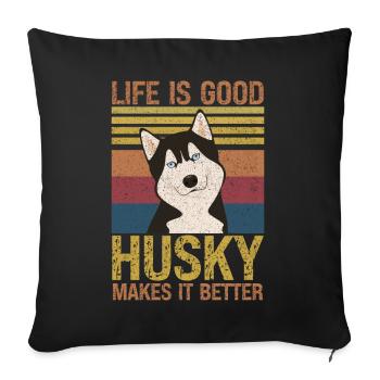 Siberian Husky Dog Lover Puppy Dog Owner - Sofa pillow with filling 45cm x 45cm - black - Front