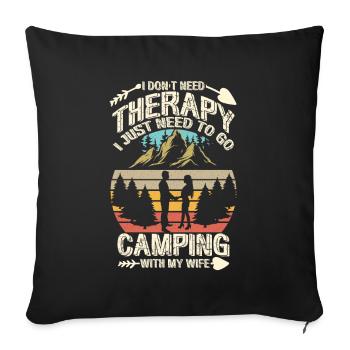 Husband And Wife Camping Partner Couple Matching - Sofa pillow with filling 45cm x 45cm - black - Front