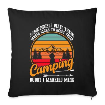 Husband And Wife Camping Partner Couple Matching - Sofa pillow with filling 45cm x 45cm - black - Front