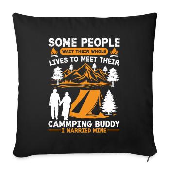 Husband And Wife Camping Partner Couple Matching - Sofa pillow with filling 45cm x 45cm - black - Front