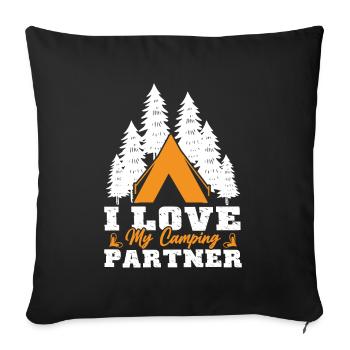Husband And Wife Camping Partner Couple Matching - Sofa pillow with filling 45cm x 45cm - black - Front