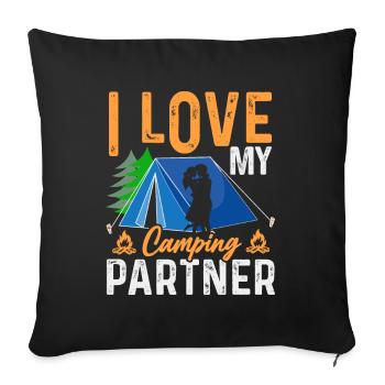 Husband And Wife Camping Partner Couple Matching - Sofa pillow with filling 45cm x 45cm - black - Front