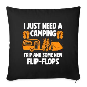 Camping Flip Flops Camper Nature Outdoor - Sofa pillow with filling 45cm x 45cm - black - Front
