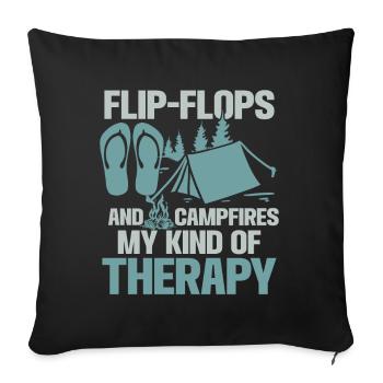 Camping Flip Flops Camper Nature Outdoor - Sofa pillow with filling 45cm x 45cm - black - Front
