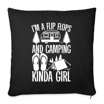Camping Flip Flops Camper Nature Outdoor - Sofa pillow with filling 45cm x 45cm - black - Front