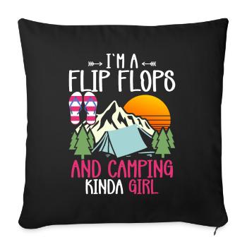 Camping Flip Flops Camper Nature Outdoor - Sofa pillow with filling 45cm x 45cm - black - Front