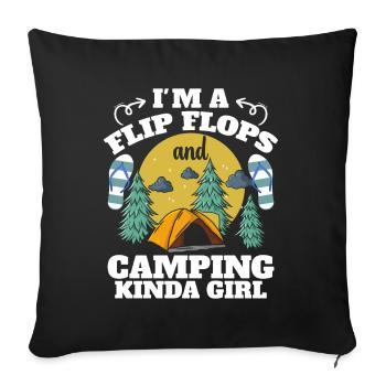 Camping Flip Flops Camper Natur Outdoor - Sofakissen mit Füllung 45 x 45 cm - Schwarz - Vorne