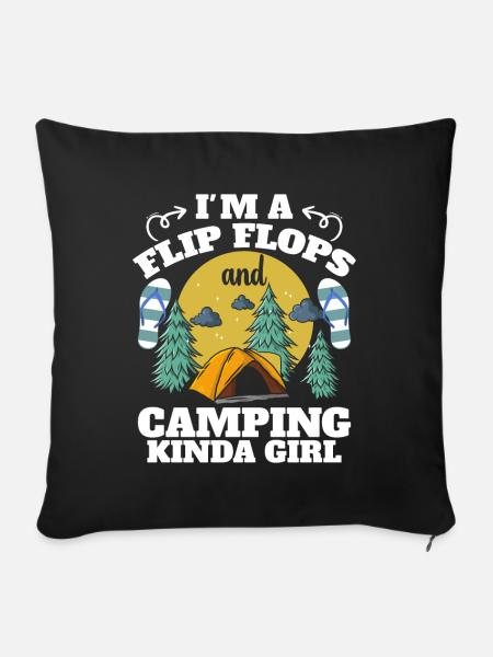 Camping Flip Flops Camper Natur Outdoor - Sofakissen mit Füllung 45 x 45 cm - Schwarz