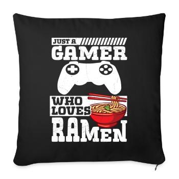 Ramen et jeux Japon Anime Manga Otaku - Coussin et housse de 45 x 45 cm - noir - Devant