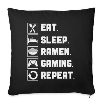 Ramen et jeux Japon Anime Manga Otaku - Coussin et housse de 45 x 45 cm - noir - Devant