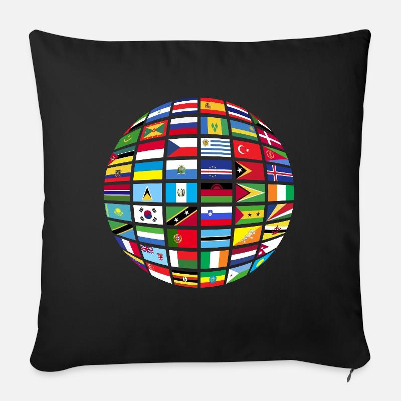 Alle Länder Flaggen Der Welt 287 Flagge - Sofakissen mit Füllung 45 x 45 cm - Schwarz