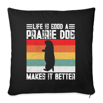 Funny Prairie - Chien amant drôle de rongeur - Coussin et housse de 45 x 45 cm - noir - Devant