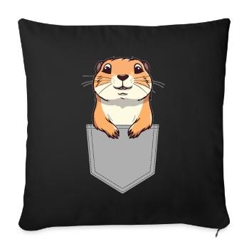 Funny Prairie - Chien amant drôle de rongeur - Coussin et housse de 45 x 45 cm - noir - Devant