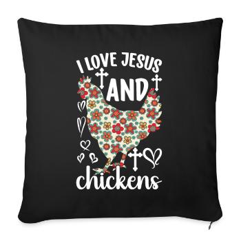 Jesus And Chickens Farmer Lover Farmer - Sofa pillow with filling 45cm x 45cm - black - Front