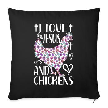 Jesus And Chickens Farmer Lover Farmer - Sofa pillow with filling 45cm x 45cm - black - Front