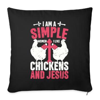 Jesus And Chickens Farmer Lover Farmer - Sofa pillow with filling 45cm x 45cm - black - Front