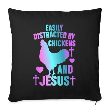 Jesus And Chickens Farmer Lover Farmer - Sofa pillow with filling 45cm x 45cm - black - Front