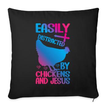 Jesus And Chickens Farmer Lover Farmer - Sofa pillow with filling 45cm x 45cm - black - Front