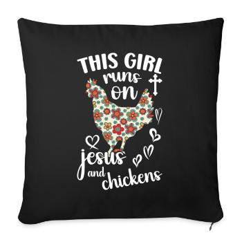 Jesus And Chickens Farmer Lover Farmer - Sofa pillow with filling 45cm x 45cm - black - Front