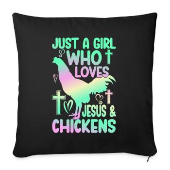 Jesus And Chickens Farmer Lover Farmer - Sofa pillow with filling 45cm x 45cm - black - Front