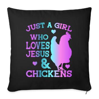 Jesus And Chickens Farmer Lover Farmer - Sofa pillow with filling 45cm x 45cm - black - Front