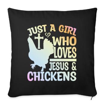 Jesus And Chickens Farmer Lover Farmer - Sofa pillow with filling 45cm x 45cm - black - Front