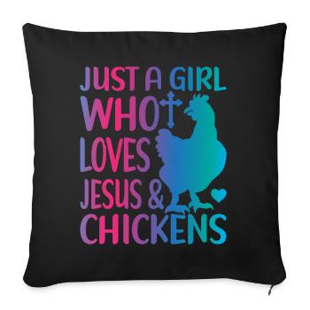 Jesus And Chickens Farmer Lover Farmer - Sofa pillow with filling 45cm x 45cm - black - Front
