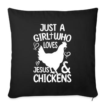 Jesus And Chickens Farmer Lover Farmer - Sofa pillow with filling 45cm x 45cm - black - Front