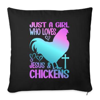 Jesus And Chickens Farmer Lover Farmer - Sofa pillow with filling 45cm x 45cm - black - Front