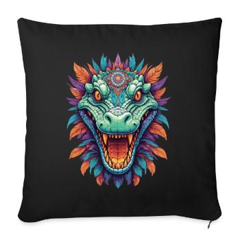 Krokodil Mandala Tiergeist Traumfänger Design - Sofakissen mit Füllung 45 x 45 cm - Schwarz - Vorne