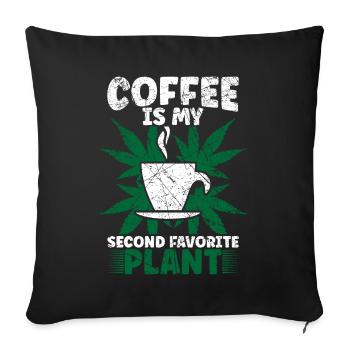 Weed, Café, Cannabis, Stoner, Caféine, Ganja - Coussin et housse de 45 x 45 cm - noir - Devant