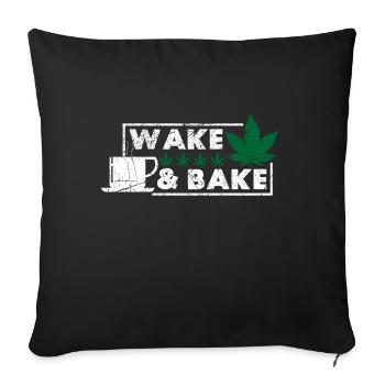 Weed, Café, Cannabis, Stoner, Caféine, Ganja - Coussin et housse de 45 x 45 cm - noir - Devant