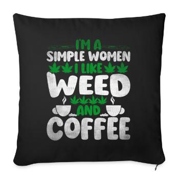 Weed, Café, Cannabis, Stoner, Caféine, Ganja - Coussin et housse de 45 x 45 cm - noir - Devant