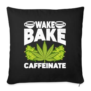 Weed, Café, Cannabis, Stoner, Caféine, Ganja - Coussin et housse de 45 x 45 cm - noir - Devant