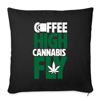 Weed Coffee Cannabis Stoner Koffein Ganja - Sofakissen mit Füllung 45 x 45 cm - Schwarz - Vorne