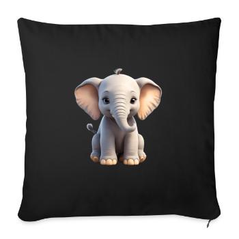 3D Elephant Colorful Cute Elephant Baby - Sofa pillow with filling 45cm x 45cm - black - Front