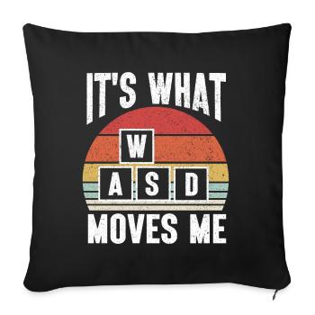 PC Video Gamer Computer Nerd Gaming WASD - Sofa pillow with filling 45cm x 45cm - black - Front