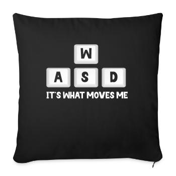 PC Video Gamer Computer Nerd Gaming WASD - Sofa pillow with filling 45cm x 45cm - black - Front